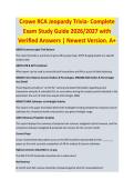 Crowe RCA Jeopardy Trivia &ndash; Complete Exam Study Guide 2026&sol;2027 with Verified Answers &vert; Newest Version&period; A&plus;