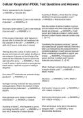 Cellular Respiration POGIL Test Questions and Answers