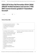 OSHA SST 8-Hour Fall Prevention EXAM &lpar;2026&rpar; UPDATE Verified Questions And Answers &vert; With 100&percnt; Correct Answers graded A&plus; Guaranteed Success&excl;&excl;