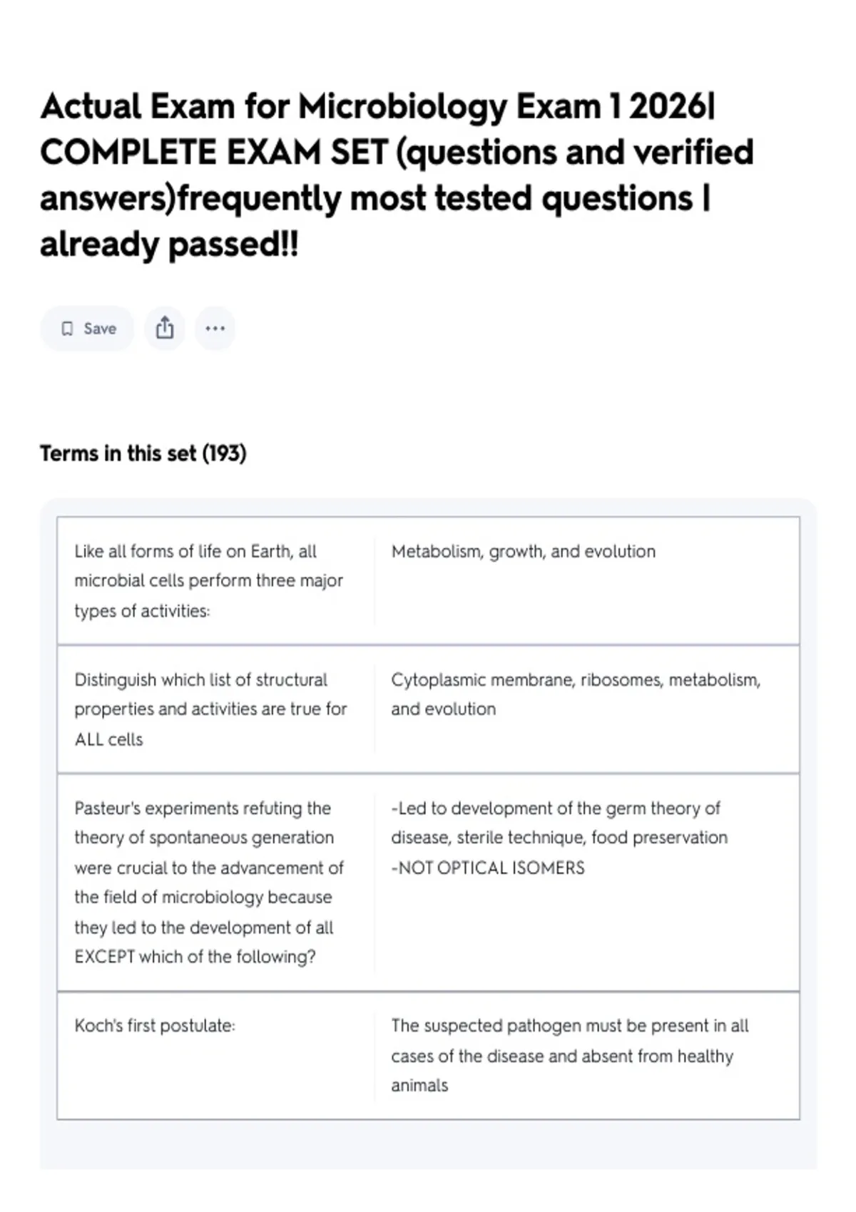 Actual Exam for Microbiology Exam 1 2026| COMPLETE EXAM SET (questions ...
