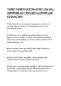 TRAFFIC SUPERVISOR EXAM SCRIPT 2026 FULL QUESTIONS WITH ACCURATE ANSWERS AND EXPLANATIONS