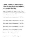 TRAFFIC SUPERVISOR EXAM STUDY GUIDE 2026 QUESTIONS WITH VERIFIED ANSWERS AND DETAILED SOLUTIONS