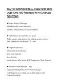 TRAFFIC SUPERVISOR FINAL EXAM PAPER 2026 QUESTIONS AND ANSWERS WITH COMPLETE SOLUTIONS
