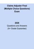 Claims Adjuster Final Exam &ndash; Multiple Choice Practice Test 2026