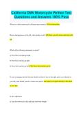 California DMV Motorcycle Written Test Questions and Answers 100&percnt; Pass