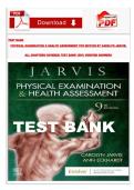 TEST BANK PHYSICAL EXAMINATION & HEALTH ASSESSMENT 9TH EDITION BY CAROLYN JARVIS&vert; ALL CHAPTERS COVERED&vert; TEST BANK 100&percnt; VERIFIED ANSWERS