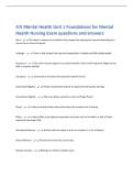 ATI Mental Health Unit 1 Foundations for Mental  Health Nursing Exam questions and answers