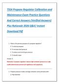 TSSA Propane Regulator Calibration and  Maintenance Exam Practice Questions  And Correct Answers &lpar;Verified Answers&rpar;  Plus Rationale 2026 Q&A&vert; Instant  Download Pdf 