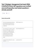 Test 1 Strategic Management test bank 2026&vert; COMPLETE EXAM SET &lpar;questions and verified answers&rpar;frequently most tested questions &vert; already passed&excl;&excl;