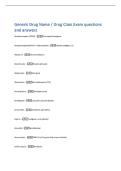 Generic Drug Name &sol; Drug Class Exam questions  and answers 