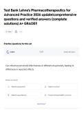 Test Bank Lehne's Pharmacotherapeutics for Advanced Practice 2026 update&vert;comprehensive questions and verified answers &lpar;complete solutions&rpar; A&plus; GRADE&excl;&excl;