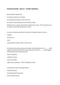 Economics EC248 &ndash; Quiz 11 &ndash; Practice Questions