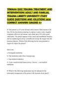 TRMA810 QUIZ TRAUMA TREATMENT AND INTERVENTIONS ADULT AND FAMILIAL TRAUMA LIBERTY UNIVERSITY STUDY GUIDE QUESTIONS AND SOLUTIONS 2026 CORRECT ANSWERS GRADED A&plus;
