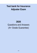Insurance Adjuster Exam Test Bank &ndash; Comprehensive Practice Questions & Q&A Guide 2026