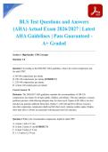 BLS Test Questions and Answers &lpar;AHA&rpar; Actual Exam 2026&sol;2027 &vert; Latest AHA Guidelines &vert; Pass Guaranteed - A&plus; Graded