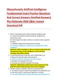 Massachusetts Artificial Intelligence  Fundamentals Exam Practice Questions  And Correct Answers &lpar;Verified Answers&rpar;  Plus Rationale 2026 Q&A&vert; Instant  Download Pdf  