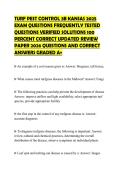 TURF PEST CONTROL 3B KANSAS 2025 EXAM QUESTIONS FREQUENTLY TESTED QUESTIONS VERIFIED SOLUTIONS 100 PERCENT CORRECT UPDATED REVIEW PAPER 2026 QUESTIONS AND CORRECT ANSWERS GRADED A&plus;