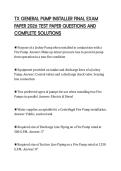 TX GENERAL PUMP INSTALLER FINAL EXAM PAPER 2026 TEST PAPER QUESTIONS AND COMPLETE SOLUTIONS