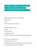 NORTH CAROLINA CERTIFIED APPLICATOR TERMITE ACTUAL EXAM PAPER 2026 QUESTIONS WITH SOLUTIONS GRADED A&plus;