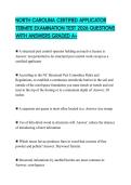 NORTH CAROLINA CERTIFIED APPLICATOR TERMITE EXAMINATION TEST 2026 QUESTIONS WITH ANSWERS GRADED A&plus;