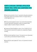 NORTH CAROLINA CERTIFIED APPLICATOR TERMITE FINAL PAPER 2026 QUESTIONS WITH ANSWERS GRADED A&plus;