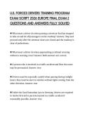 U&period;S&period; FORCES DRIVERS TRAINING PROGRAM EXAM SCRIPT 2026 EUROPE FINAL EXAM 2 QUESTIONS AND ANSWERS FULLY SOLVED