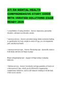 ATI RN MENTAL HEALTH COMPREHENSIVE STUDY GUIDE WITH VERIFIED SOLUTIONS EXAM READY 2026