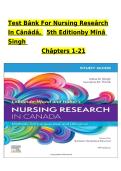 Test Bank Nursing Research in Canada 5th Edition by Min&agrave; Singh ISBN 9781284260382 Chapters 1-21 2026 A&plus;
