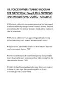 U&period;S&period; FORCES DRIVERS TRAINING PROGRAM FOR EUROPE FINAL EXAM 2 2026 QUESTIONS AND ANSWERS 100&percnt; CORRECT GRADED A&plus;
