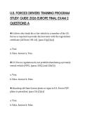 U&period;S&period; FORCES DRIVERS TRAINING PROGRAM STUDY GUIDE 2026 EUROPE FINAL EXAM 2 QUESTIONS A