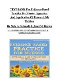 TEST BANK For Evidence-Based Practice For Nurses&colon; Appraisal And Application Of Research 6th Edition By Nola A&period; Schmidt & Janet M&period; Brown ALL CHAPTERS 