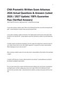 CNA Prometric Written Exam Arkansas 2026 Actual Questions & Answers &lpar;Latest 2026 &sol; 2027 Update&rpar; 100&percnt; Guarantee Pass &lpar;Verified Answers&rpar;
