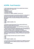 ACVPM - Food Protection Questions & Answers with Verified Study Solutions Rated A&plus;