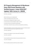 DC Property Management & Warehouse Exam 2026 Actual Questions with Verified Answers &vert; Latest 2026&sol;2027 Update&vert; 100&percnt; Correct A&plus; GRADE