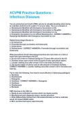 ACVPM Practice Questions - Infectious Diseases Questions  & Answers Rated A&plus; New Update Assured Satisfaction
