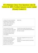 FCA Multiple Choice Test Questions with All Correct & 100&percnt; Verified Answers &vert;Latest Update &vert;Already Graded A&plus;