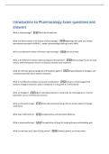 Introduction to Pharmacology Exam questions and  answers 