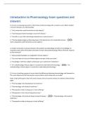 Introduction to Pharmacology Exam questions and  answers 