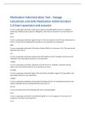 Medication Administration Test - Dosage  Calculation and Safe Medication Administration  3&period;0 Exam questions and answers 