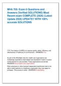 MHA 705- Exam 6 Questions and  Answers &lpar;Verified SOLUTIONS&rpar; Most  Recent exam COMPLETE &lpar;2026&rpar; &lpar;Latest  Update 2026&rpar; UPDATE&excl;&excl; WITH 100&percnt;  accurate SOLUTIONS