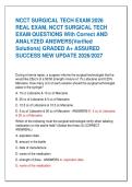 NCCT SURGICAL TECH EXAM 2026  REAL EXAM&comma; NCCT SURGICAL TECH  EXAM QUESTIONS With Correct AND  ANALYZED ANSWERS&lpar;Verified  Solutions&rpar; GRADED A&plus; ASSURED  SUCCESS NEW UPDATE 2026&sol;2027 