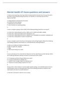 Mental Health ATI Exam questions and answers 