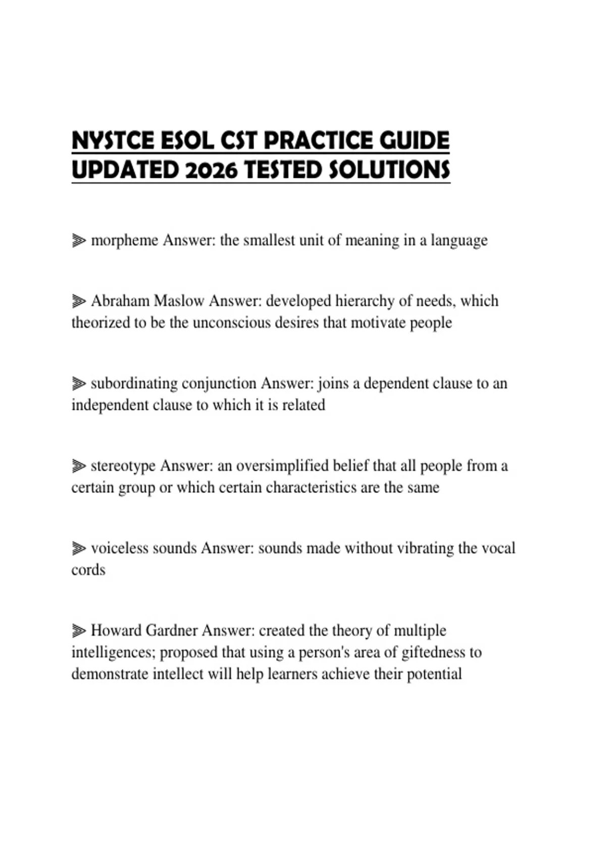 NYSTCE ESOL CST PRACTICE GUIDE UPDATED 2026 TESTED SOLUTIONS - NYSTCE - Stuvia US