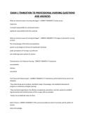 EXAM 1 TRANSITION TO PROFESSIONAL NURSING QUESTIONS AND ANSWERS