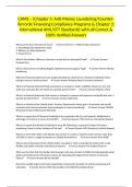 CAMS &ndash; &lpar;Chapter 3&colon; Anti-Money Laundering&sol;Counter-Terrorist Financing Compliance Programs & Chapter 2&colon; International AML&sol;CFT Standards&rpar; with all Correct & 100&percnt; Verified Answers