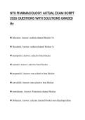 NYU PHARMACOLOGY ACTUAL EXAM SCRIPT 2026 QUESTIONS WITH SOLUTIONS GRADED A&plus;