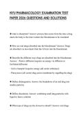 NYU PHARMACOLOGY EXAMINATION TEST PAPER 2026 QUESTIONS AND SOLUTIONS