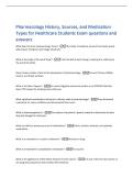 Pharmacology History&comma; Sources&comma; and Medication  Types for Healthcare Students Exam questions and  answers 