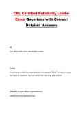 CRL Certified Reliability Leader Exam Questions with Correct Detailed Answers