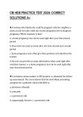 OB HESI PRACTICE TEST 2026 CORRECT SOLUTIONS A&plus;